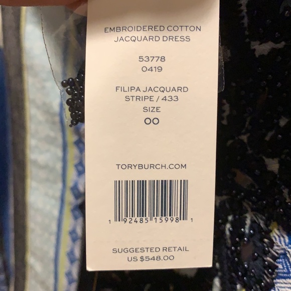 Nwt Tory Burch Embroidered Cotton Jacquard Dress - Picture 11 of 11